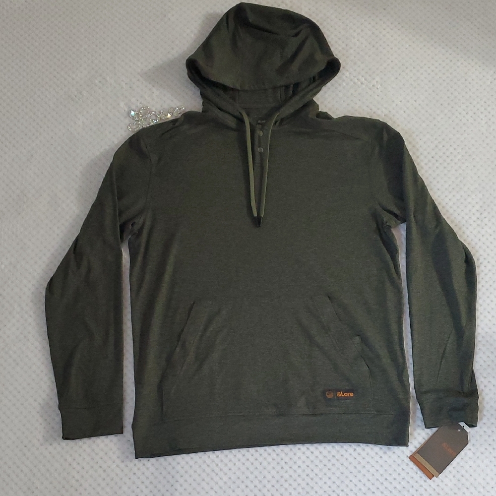 &Lore Green Drawstring Hoodie New Medium